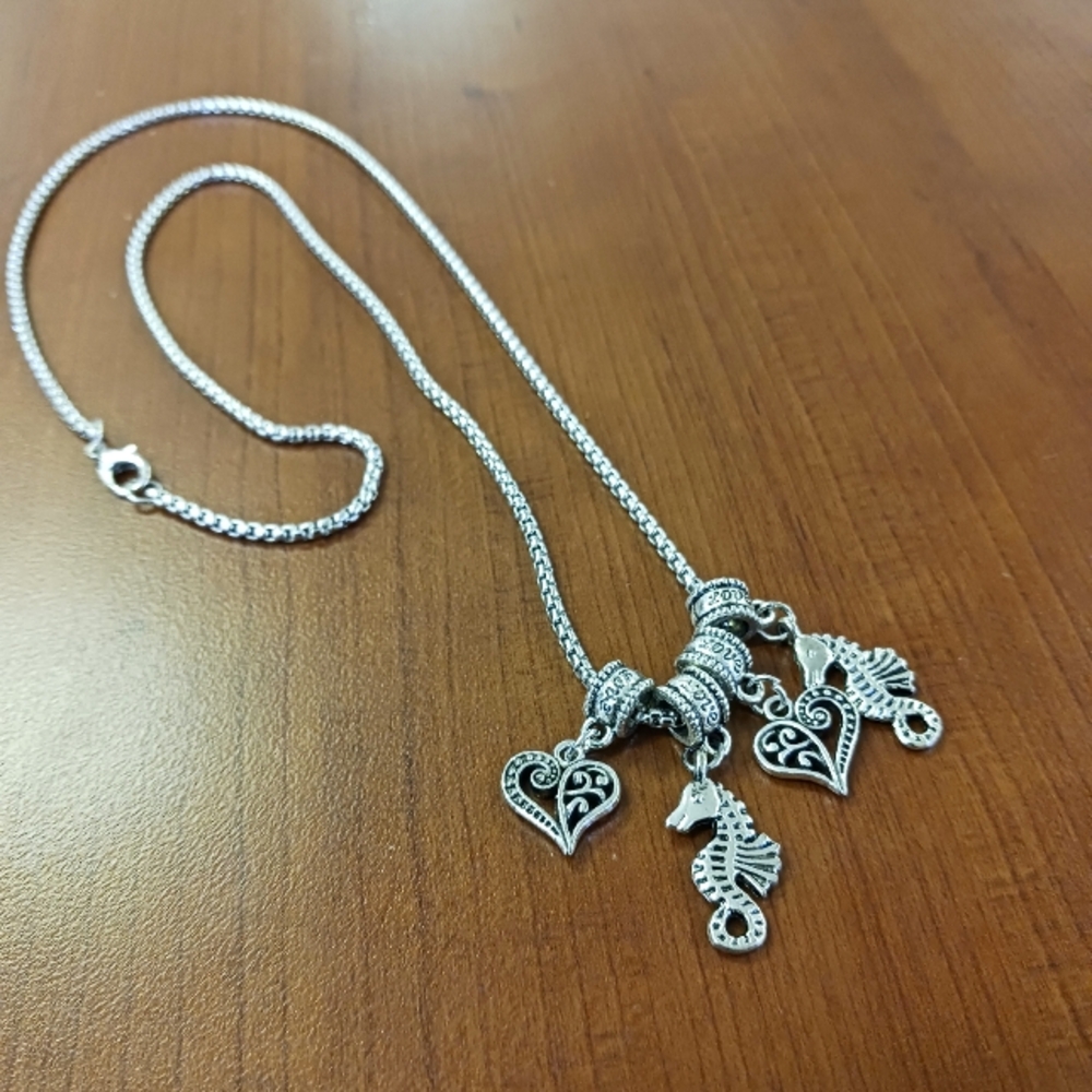 Seahorse and Hearts Necklace